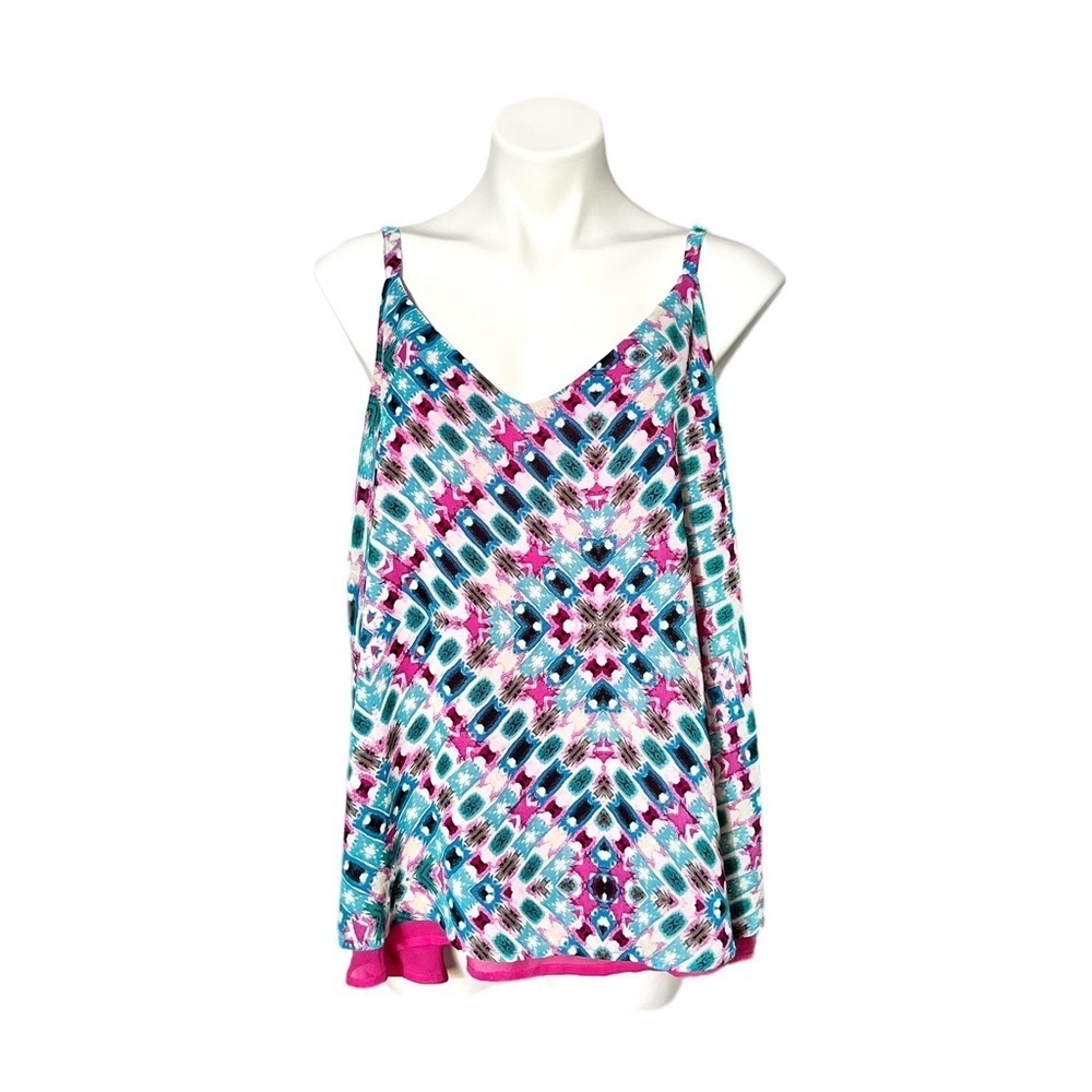 Torrid Aztec Print Layered Cami Size 0 (Large or 12) Pink/Aqua